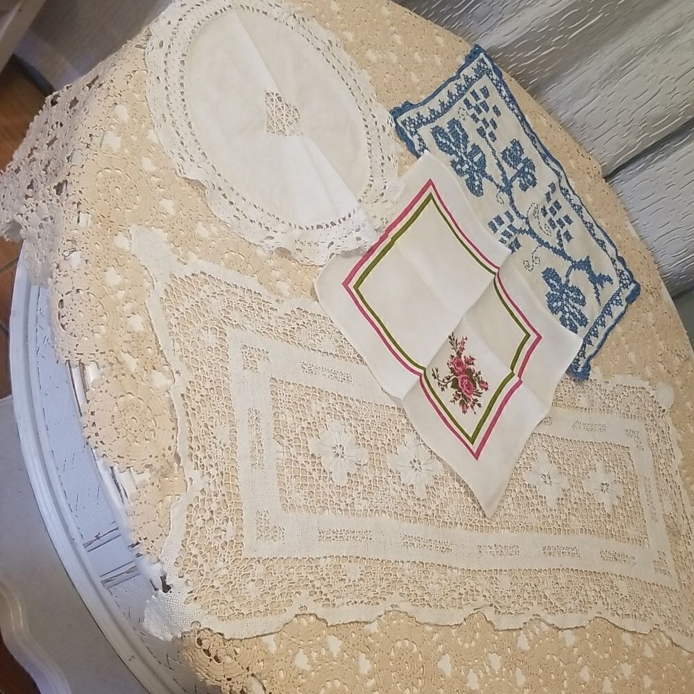 Vintage / Antique Needlepoint and hand made kitchen doilies/Doyleys